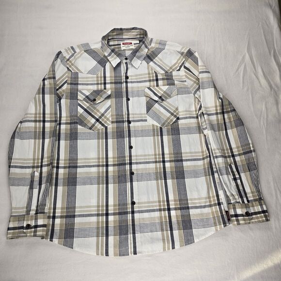 Wrangler Greensboro NC Long Sleeve Plaid Cotton Men's Size L Shirt EUC - Picture 1 of 4